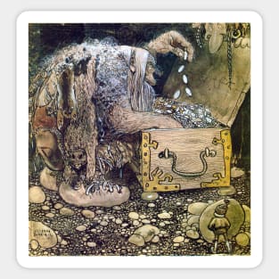 Troll with Treasure Chest - John Bauer Sticker